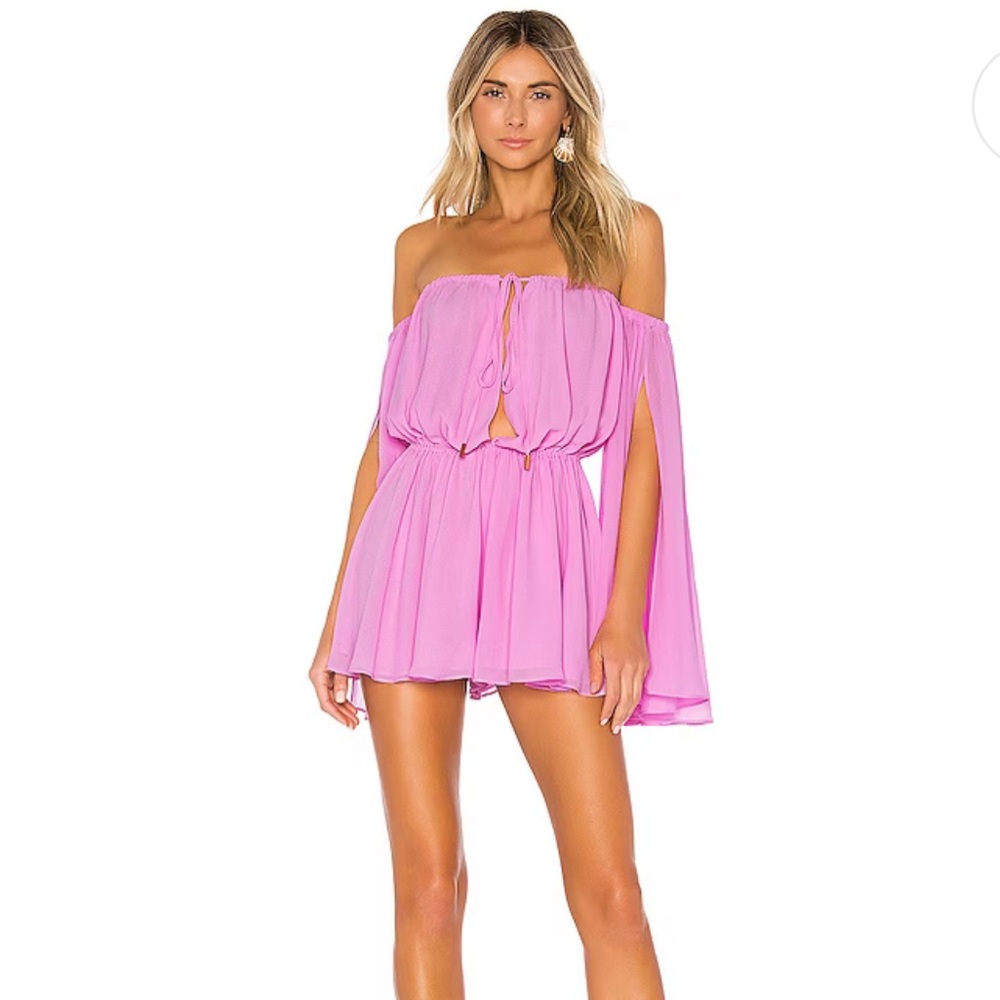 Michael Costello Pink Off-Shoulder Romper